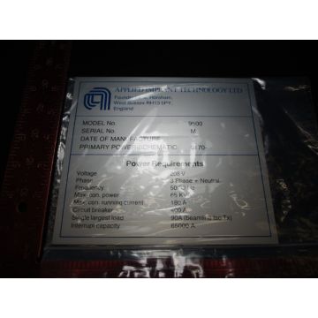 Applied Materials (AMAT) 0060-90388 LABEL POWER REQ. NO CE MARK